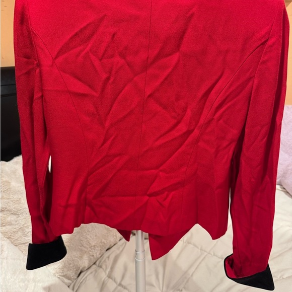 Cherry Red and Black Velvet Blazer Tailored Fit - Picture 7 of 9